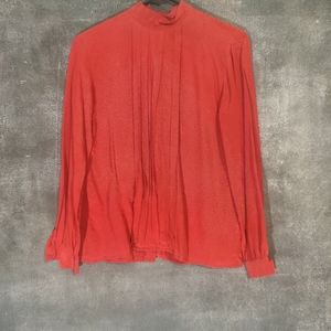 red silk blouse